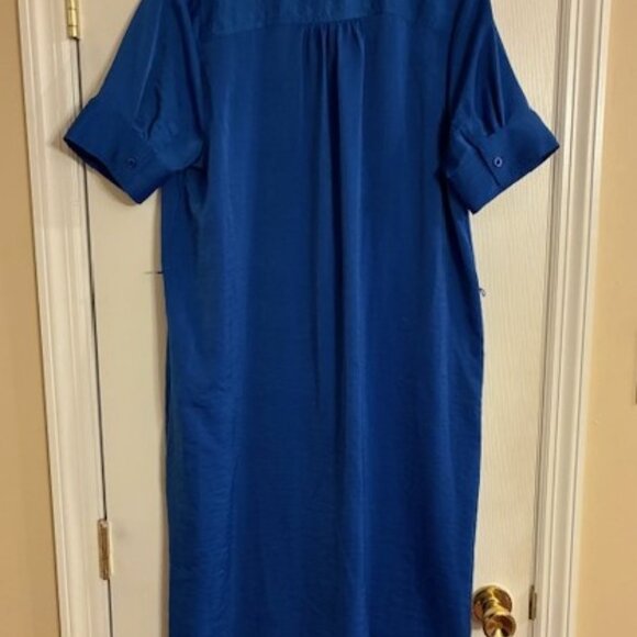 Vera Wang Simply Vera Women's Blue Short Sleeve Button Front Shirt Dress Sz L - Picture 4 of 10